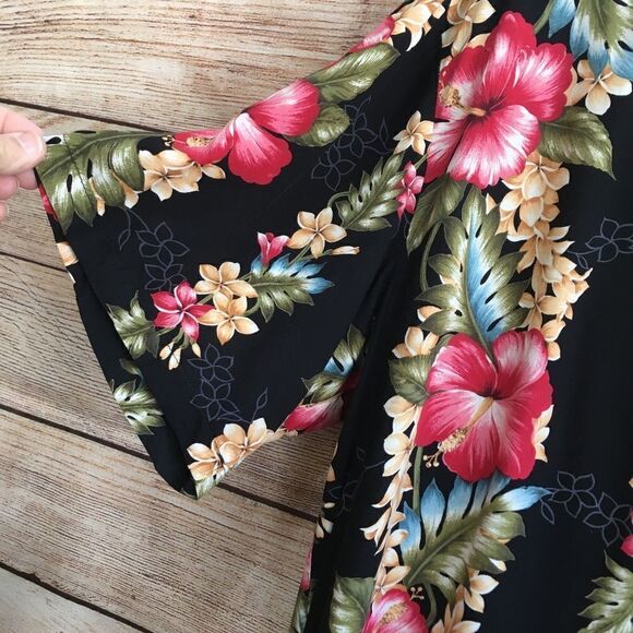 VINTAGE ORCHID DESIGNS HAWAIIAN SHIRT IN BLACK FLORAL‎ - Picture 3 of 6